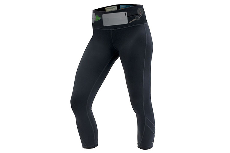 FlipBelt Crop Activewear Pants with Breathable Moisture-Wicking Material & Zipper Pocket
